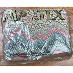 Vintage Martex King Size Fitted Sheet Southwestern Pattern NEW in Package
